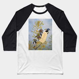 "Sweet Rain" - Blue Faced Honeyeaters Baseball T-Shirt